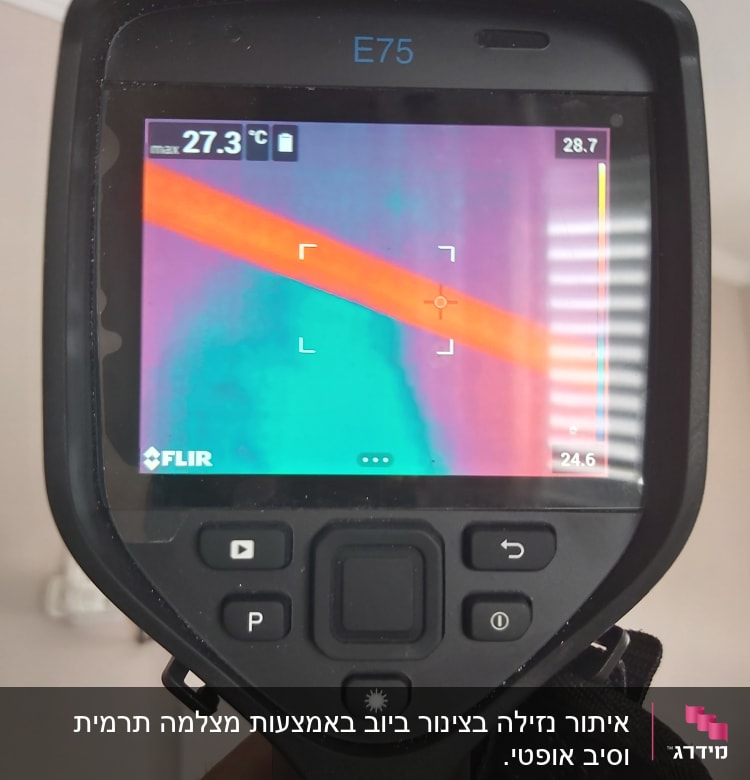 מצלמה תרמית מציגה תמונה עם אזור חם